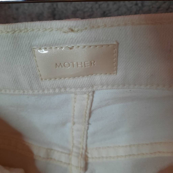 Mother Womens Dazzler Cropped 23 Jeans White Red Stretch Mid Rise Pockets Denim - Picture 10 of 12